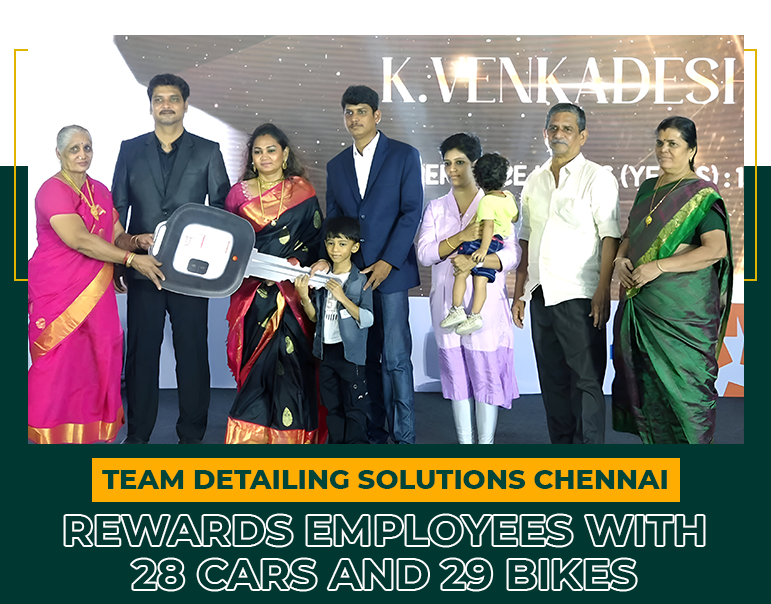 Team Detailing Solutions Chennai Rewards Employees with 28 Cars and 29 bikes